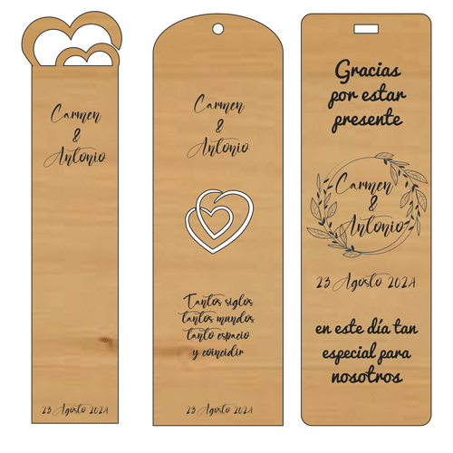 Punto de hoja o marcapágina de madera personalizado