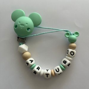 Chupetero personalizado tonos mint y beige