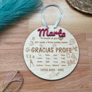 Placa personalizada madera profe